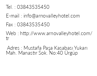 Arno Valley Hotel iletiim bilgileri